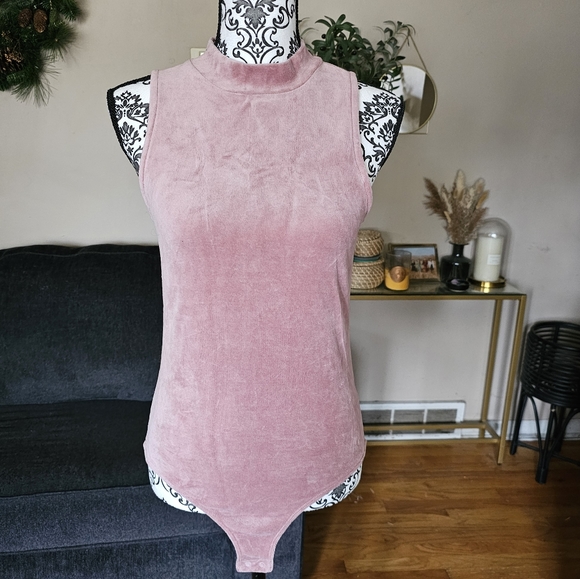 Suede Mock Neck Body Suit - Picture 1 of 4